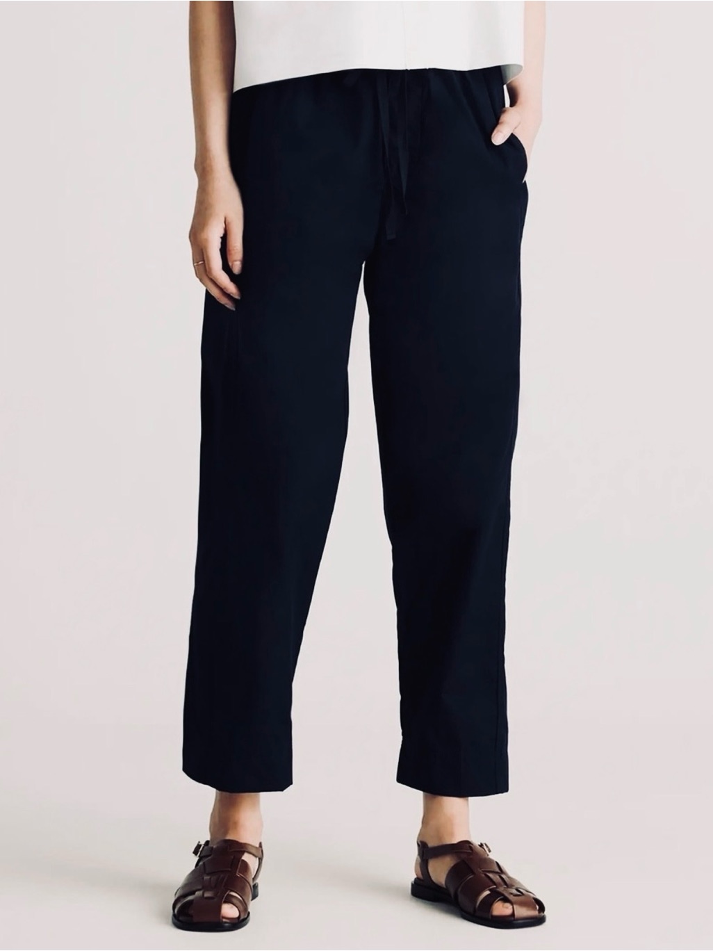 Quince Black Lightweight Organic Cotton Drawstring Pants With Pockets